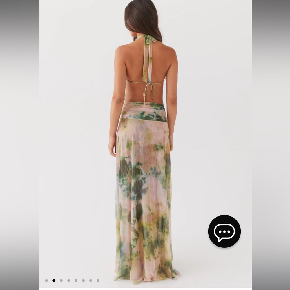 Peppermayo Green and Cream Tie-Dye Halter Maxi Dress - Picture 3 of 4